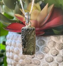 Certified Moldavite from Czech Republic Unequal Shape925 Sterling Silver Pendant