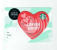 2020 STARBUCKS Gift Card Valentine Die-Cut Heart c 2019 -Coffee Date? - No Value