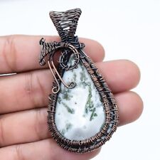 Tree Agate Gemstone Handmade Copper Wire Wrapped Jewelry Pendant 2.6 PBA511"