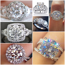 925 Silver Filled Women Jewelry Pretty Round Cut Cubic Zircon Girls Ring Sz 6-10