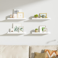 White Floating Shelves for Wall Set of 4 Wood Wall Shelves with Lip 15.6 Inch - Phoenix - US