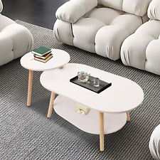 Set of 2 White Coffee Tables Modern Accent Side End Table for Living Room 2 Tier - Mumbai - India