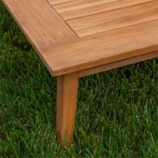 Linon Farrah Outdoor Teak Wood Coffee Table 12.4 High in Natural Oil Finish - Sterling - US"