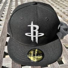 Houston Rockets White Logo New Era 59FIFTY NBA Basketball Black Cap Hat 7 1/4