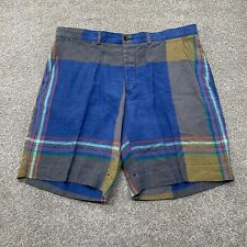 Polo Ralph Lauren Shorts Adult 38 Blue Green Indian Madras Plaid Linen 10 in