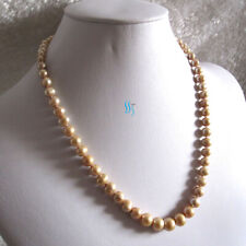 19 3-9mm Champagne Freshwater Pearl Necklace Graduated Necklace Jewelry "