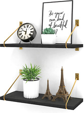 Godimerhea Black Floating Shelves for Wall, Set of 2 Wall Mounted Hanging Wood S - Toronto - Canada