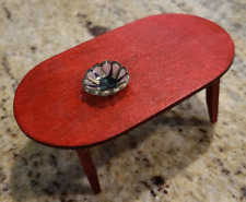 Greenbrier Doll House Furniture Red Wood Coffee Table & Bowl Minimalist - Toronto - Canada