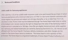 $400 Home Depot Samsung Appliance Credit SAVE $75