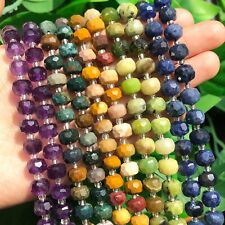 8x6mm Natural Gemstone Faceted Loose Beads For Jewelry Making DIY Bracelet 7.5''