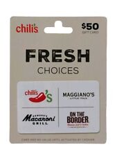 CHILIS RESTAURANT GIFT 50 CARD Maggianos Macaroni Grill On The Border Brand New