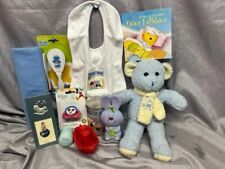 WHOLESALE LOT OF 10 NEW BLUE BABY ITEMS - BLANKET, TEDDY BEAR ,FRAME, BIB, TOYS