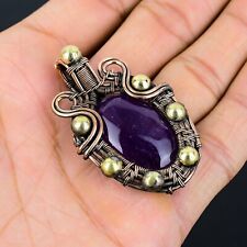 Amethyst Gemstone Copper Wire Wrap Handmade Designer Pendant Jewelry Gift