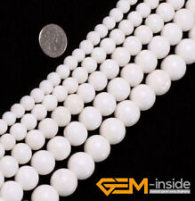 Natural Sponge White Coral Gemstone Round Loose Beads For Jewelry Making 15 YB"