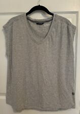 L.L. Bean Womens Soft Gray Ruched Sleeve Pullover Tee Shirt Size Large Petite