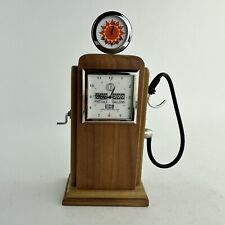 Vintage Wooden Gas Pump Desk Clock Automotive Decor