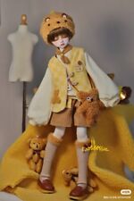 1/6 1/4 BJD Doll Brown Bear Clothes Beanie+Sweater+Vest+Shorts+Bow+Stockings+Bag