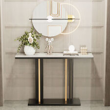 WISFOR Glam Style Sofa Console Table Minimalist Stone Top Table for Hall Entry - Edison - US