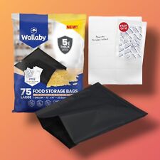 75 Wallaby Mylar Bags Bundle - 1 Gallon Matte Black - Heat Sealable Food Storage
