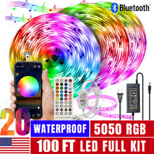 100ft-16ft LED Strip Lights 5050 RGB Bluetooth Color Change Remote for Rooms Bar - Englewood - US