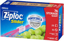 Ziploc Slider Food Storage Freezer Bag Zip Lock Plastic Travel Quart Size 76 Ct*