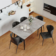 Large Modern Mid-Century Slate Kitchen Dining Table w/ Black Sintered Stone Top - Mumbai - India