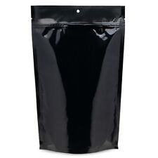 100 pcs Glossy Black Mylar Nylon 7.5 x 11.5" Stand Up Zip Lock Smell Proof Bags"