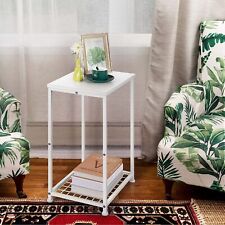 End Table Set of 2 Living room Minimalist Nightstands with Storage Shelves White - Rowland Heights - US