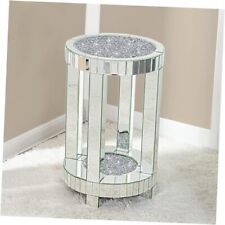 Mirrored End Table Round with Crystals Inlay, 2 Round Table 13.78*13.78*24 - Miami - US