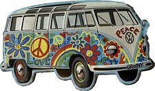 VW Hippi Boho 1960 Bus Metal Embossed Sign Official Volkswagen Product Decor