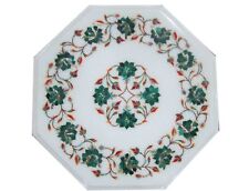 12'' Marble Table top semi precious stone Inlay handmade Art Decor