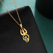 India Tamil Pendant Necklace For Women OM Symbol Stainless Steel Chain Jewelry