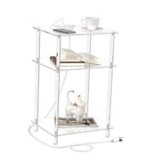 Acrylic Side Table with Charging Station - Clear Nightstand End Table 1-Pack - Miami - US