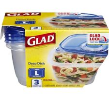 Glad Large Food Storage, Food Containers Hold up to 64 Ounces of Food - 3 Count
