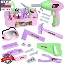 Kids Tool Set, Toddler Tool Set with Electric Toy Drill Box Pretend Play purple