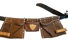 Suede Leather Carpenter Construction Tool Belt 5-Pocket Pouch Apron Unbranded