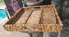 Vintage Water Hyacinth Basket Tray Modern Minimalist Woven Brown Baskets 16 x 16 - Toronto - Canada