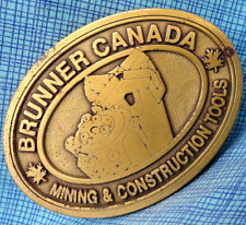 Brunner Canada Promo Belt Buckle Mining Construction Tools Vtg 70s CD Hit.MMR757