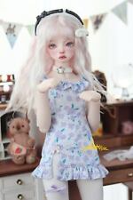 1/4MSD BJD Clothes Doll Outfit Purple Flower Short Dress + Pantyhose + Choker