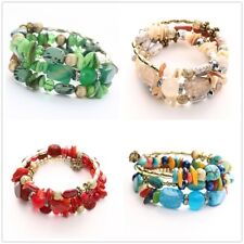 Natural Stone Lava Healing Chakra Tube Bracelet Bangle Womens Jewellery