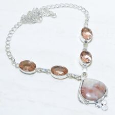 Hematoid Quartz, Morganite Gemstone Silver Jewelry Necklace 18 NRJ15071"