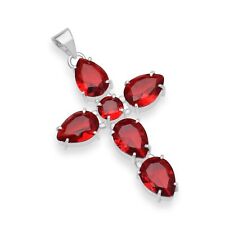 Garnet Ethnic Handmade Sister Gift Cross Design Pendant Jewelry 2.06 SSP-04"