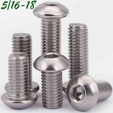 5/16-18 Stainless Steel Button Head Allen Hex Drive Socket Cap Screws Bolts 18-8 - CN