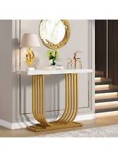 Tribesigns Modern Console Table With Gold Base 39.4 Inch Faux Marble Veneer - Mumbai - India