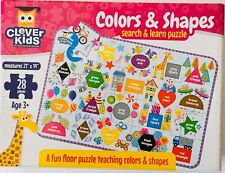 Clever Kids Colors & Shapes Search & Learn Floor Puzzle 21”x14”- 28 Piece - New - Conyers - US