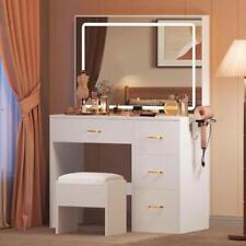 Vanity Set with LED Strip Lighted Mirror Makeup Dressing Table with Power Outlet - Toronto - Canada