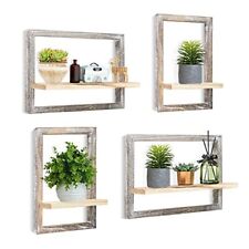 Rustic Square Floating Shelves Set of 4 Wood Wall Decor Bathroom Living Room - Toronto - Canada