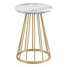 16 Modern Wood Side Table with Metal Caged Base - White Marble / Gold - Toronto - Canada"