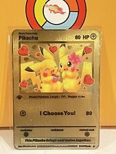 Pikachu I choose You! Love Gold Metal Pokémon Card- Collectible/Gift/Display