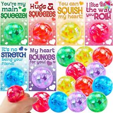 24 Packs Valentine's Day Gift Cards with Stretchy Balls Valentine's Party Favor